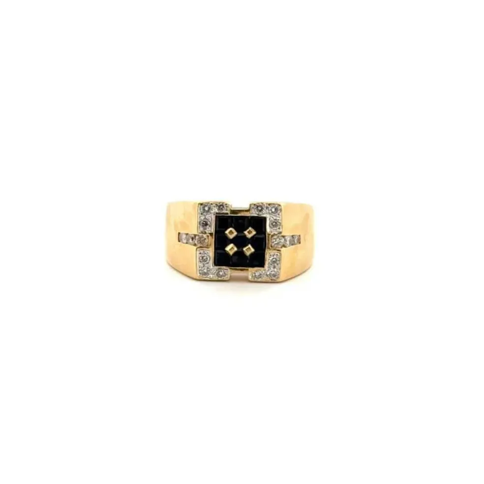 Bague Tank Or Jaune Diamants