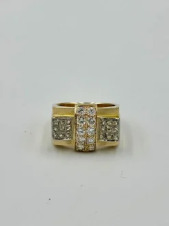 Bague tank or jaune diamants