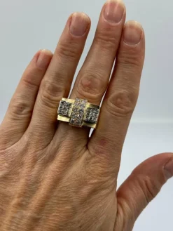 Bague tank or jaune diamants