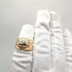 Bague tank or jaune diamants