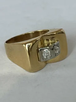 Bague Tank Or Jaune Diamants