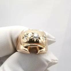 Bague tank or jaune diamants