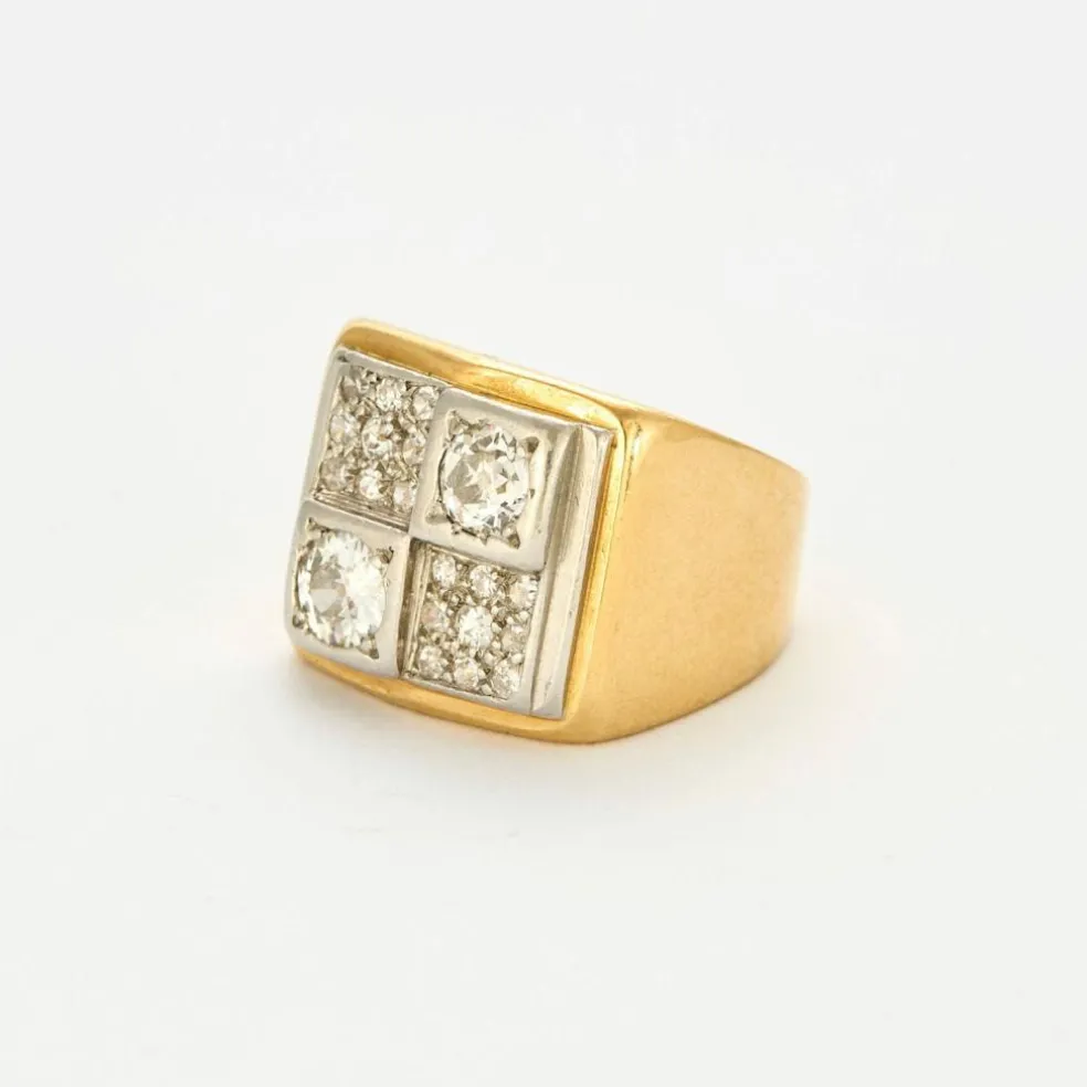 Bague Tank or jaune diamants