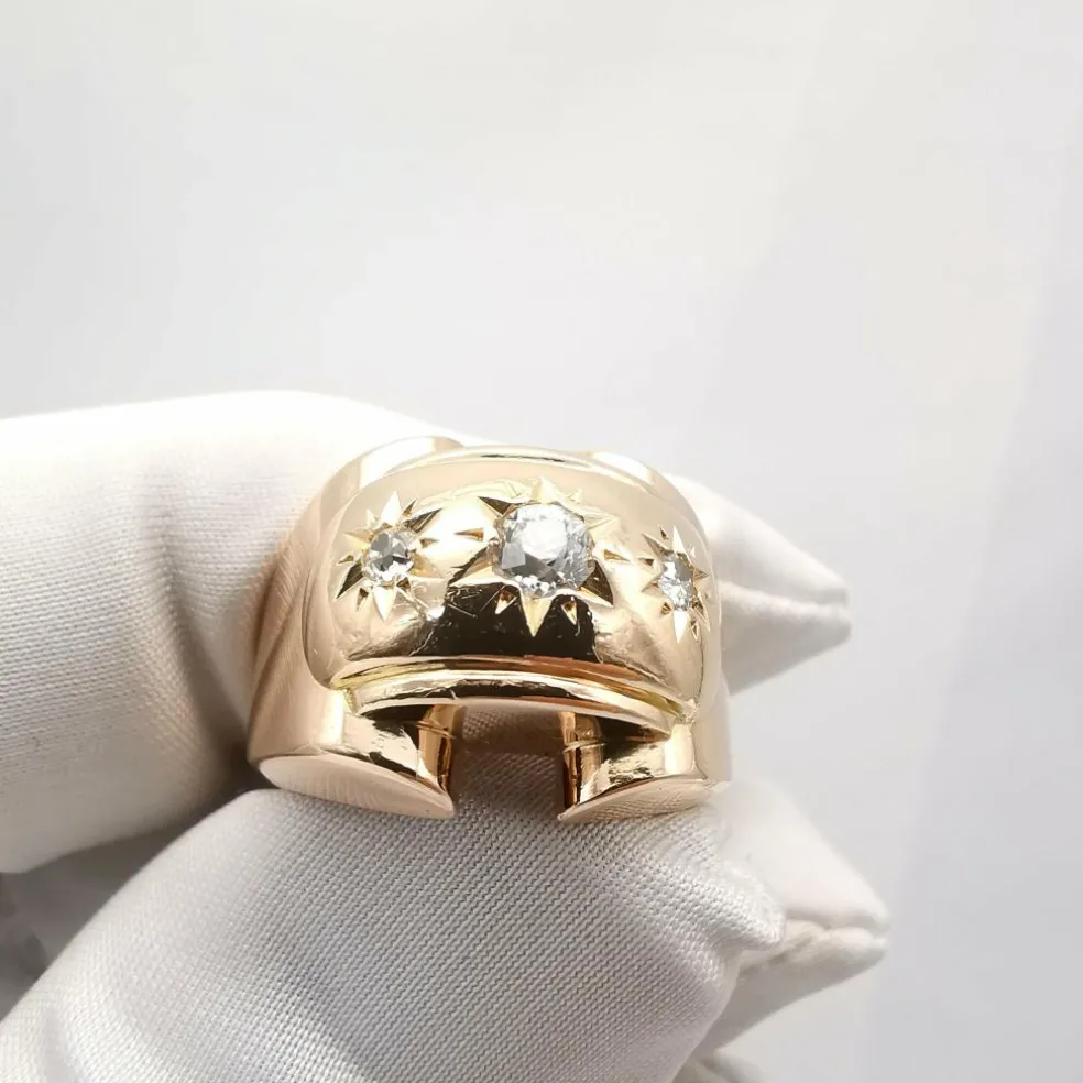 Bague tank or jaune diamants