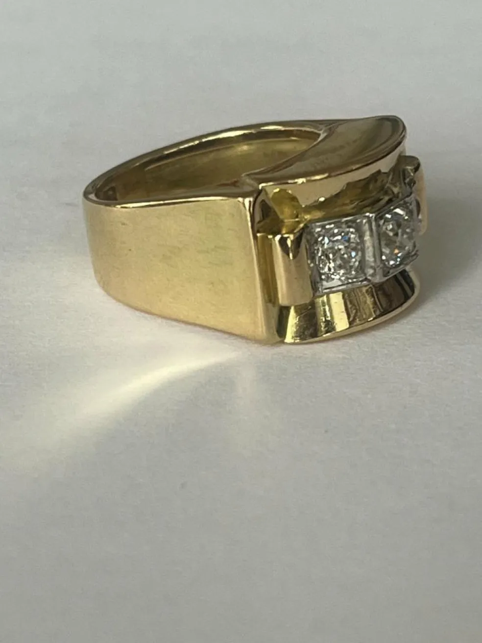 Bague Tank Or Jaune Diamants