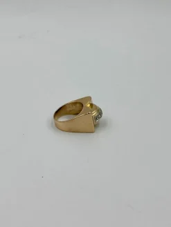 Bague tank or jaune diamants
