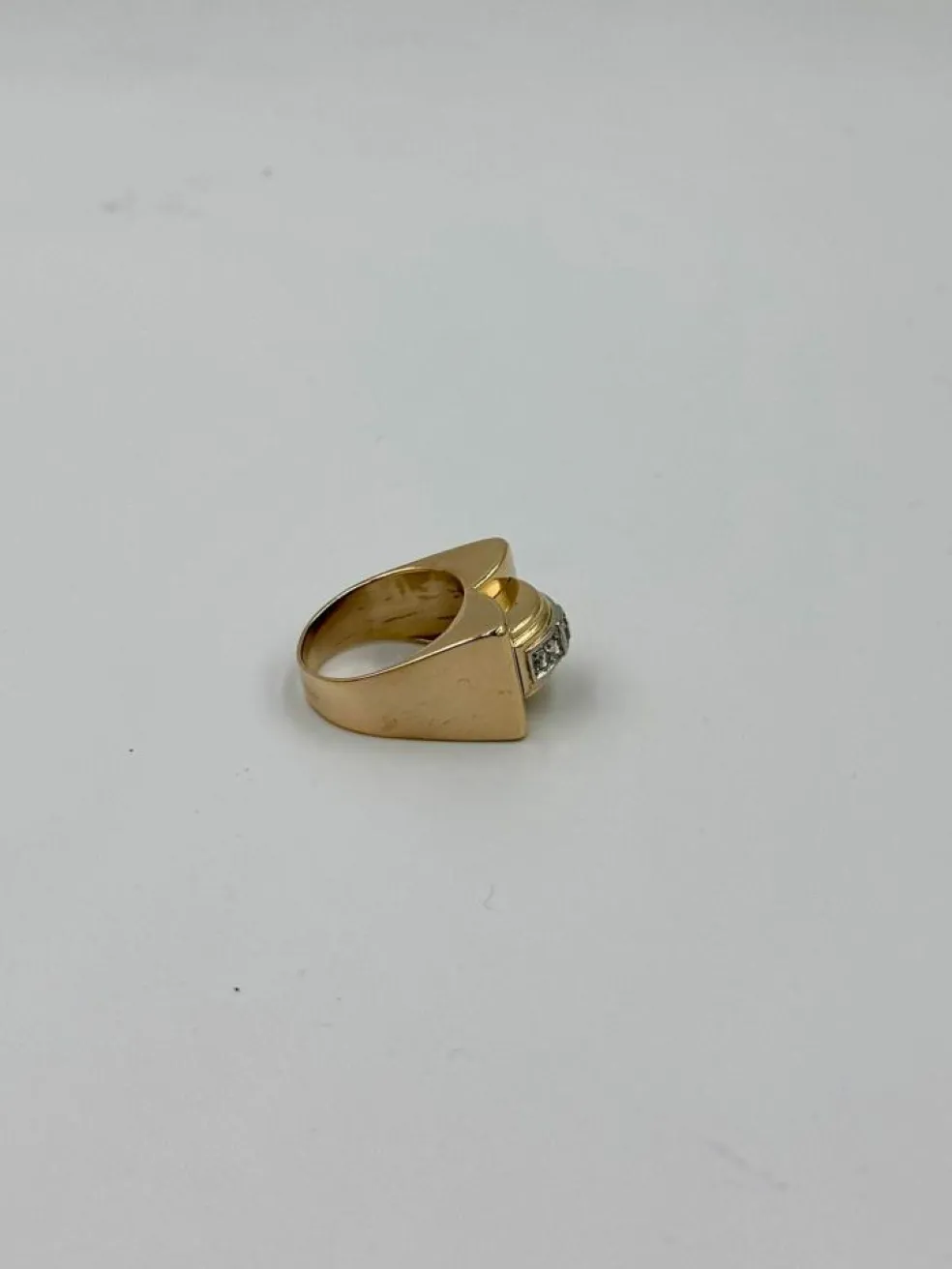 Bague tank or jaune diamants