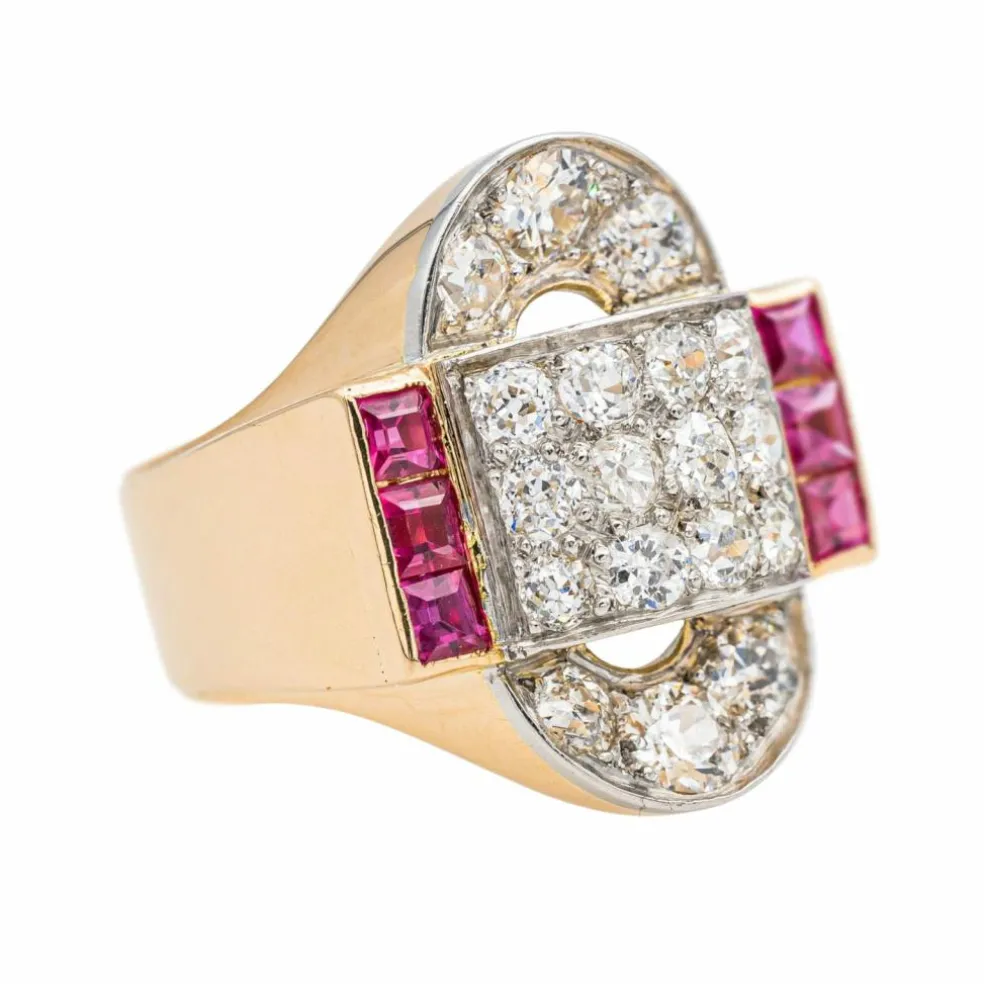Bague Tank Or jaune Diamant