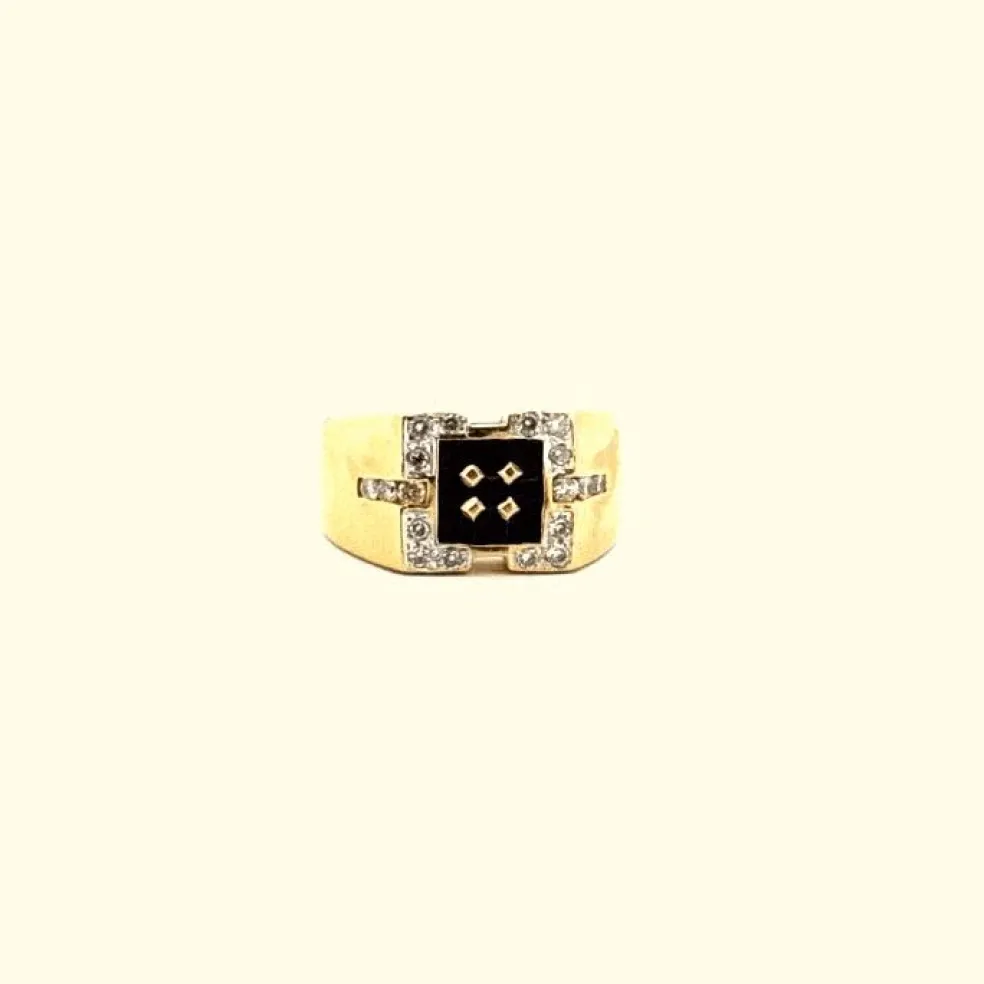 Bague Tank Or Jaune Diamants
