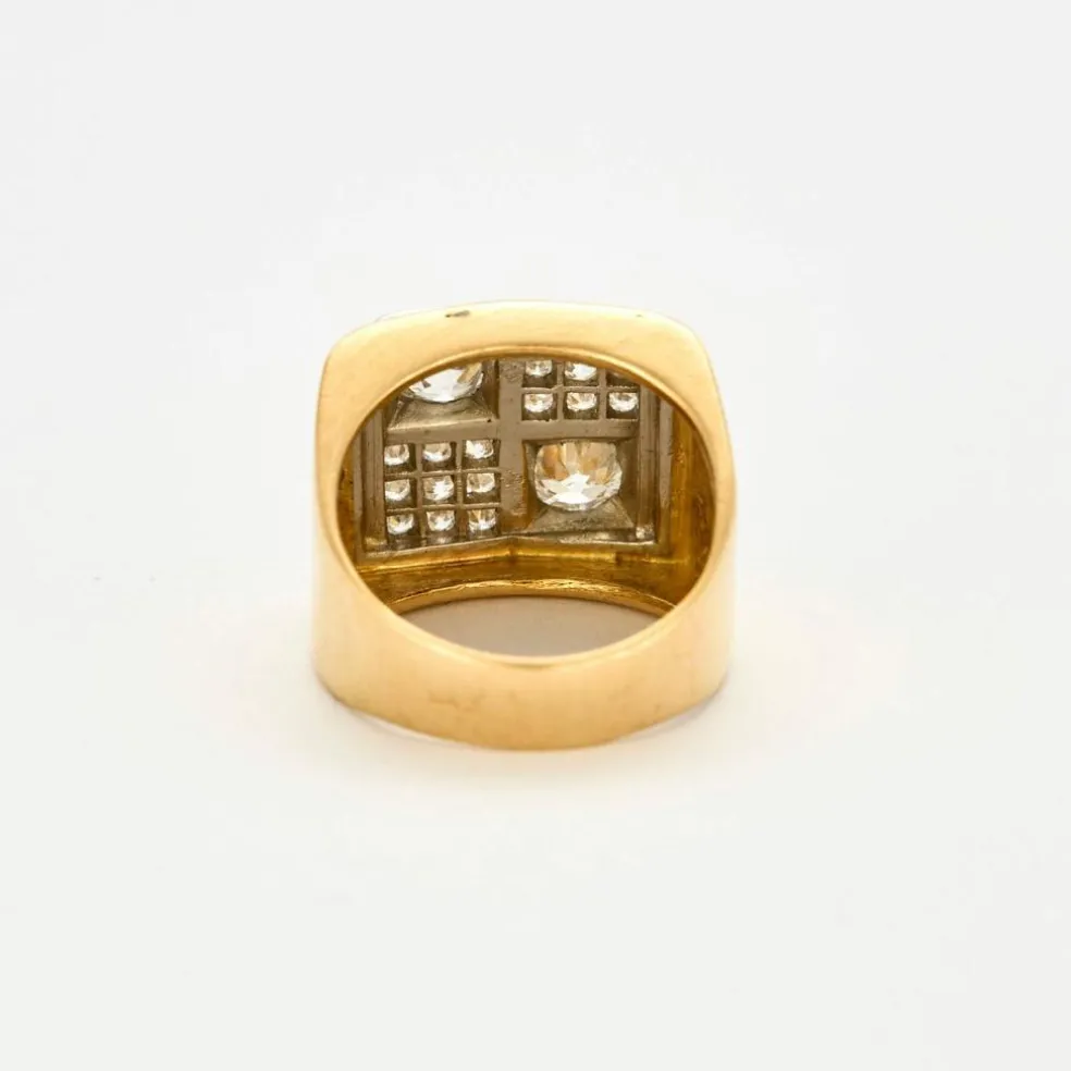 Bague Tank or jaune diamants