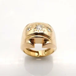 Bague tank or jaune diamants