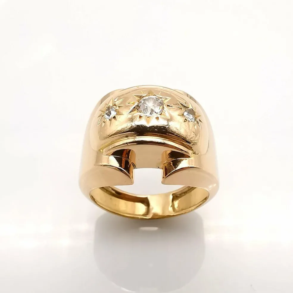 Bague tank or jaune diamants