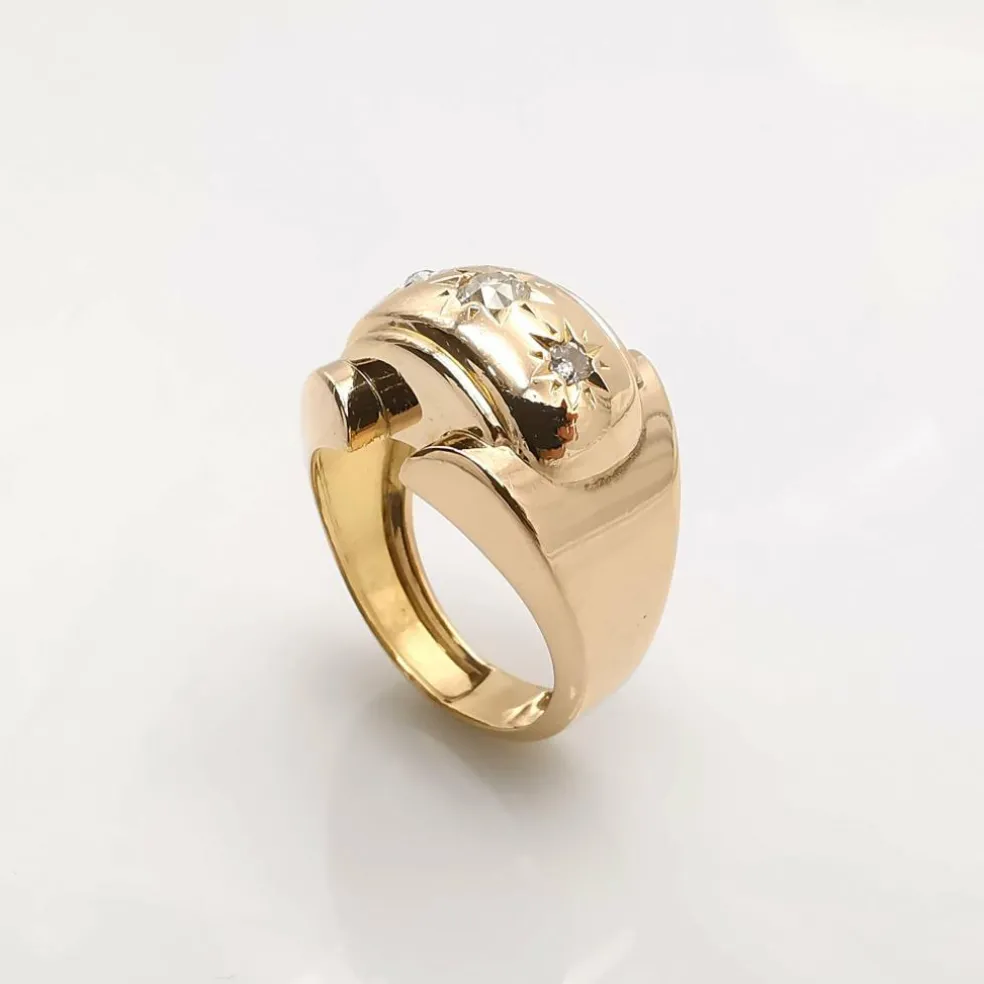 Bague tank or jaune diamants