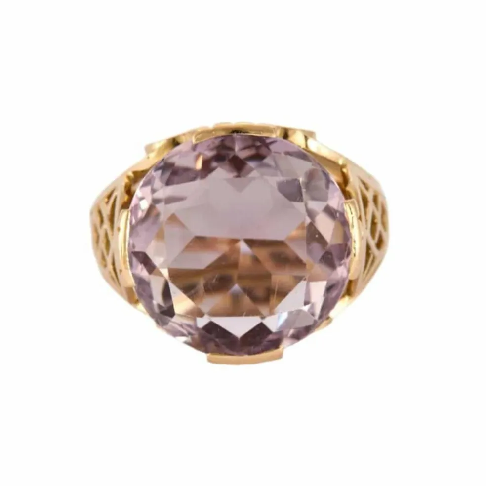 Bague Tank Or Jaune et Améthyste