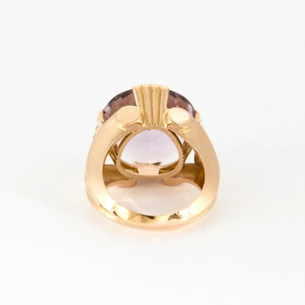 Bague Tank Or Jaune et Améthyste