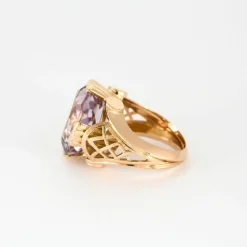 Bague Tank Or Jaune et Améthyste