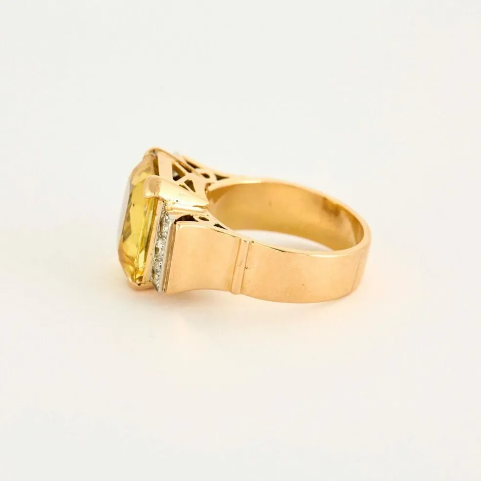 Bague Tank or jaune et blanc saphirs jaune diamants
