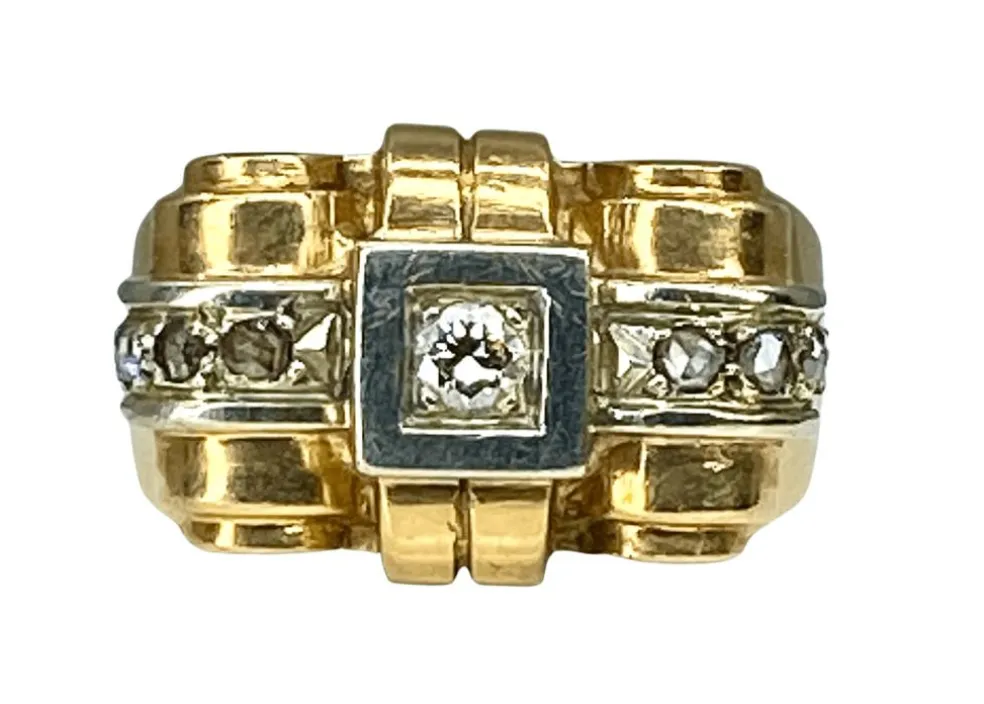 Bague TANK or jaune et diamants