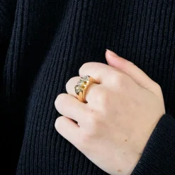 Bague Tank or jaune et diamants
