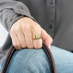 Bague Tank or jaune et diamant