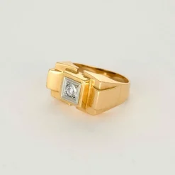 Bague Tank or jaune et diamant
