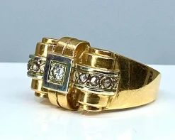 Bague TANK or jaune et diamants