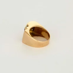 Bague Tank or jaune et gris, rubis et diamants