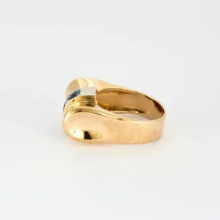 Bague Tank Or Jaune et Saphirs