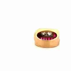 Bague Tank Or Jaune 18k & Platine Rubis