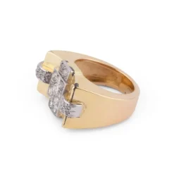 Bague Tank Or jaune, Platine & Diamants