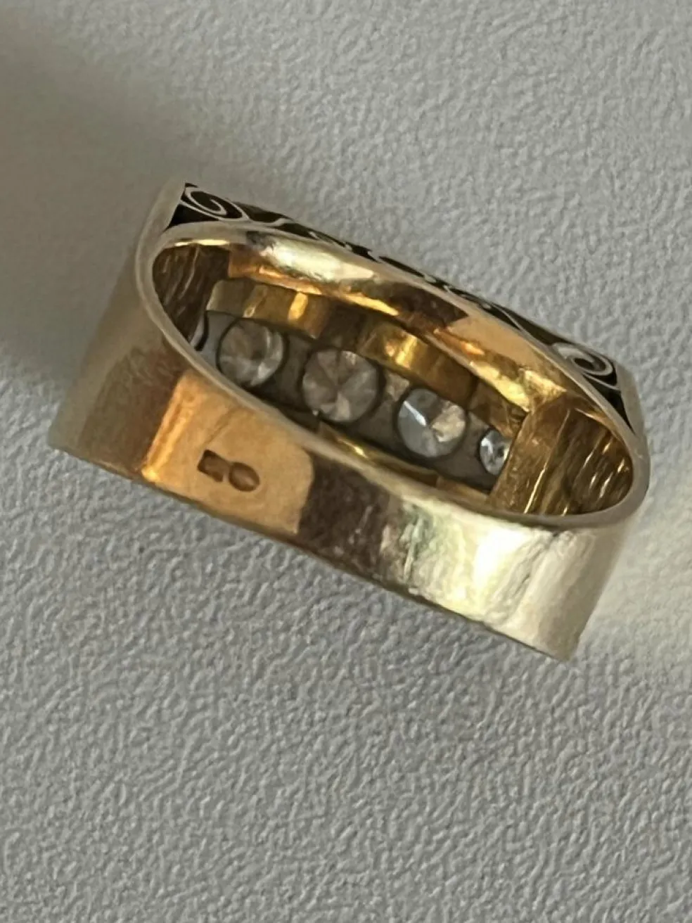Bague Tank Or Jaune Platine Diamants
