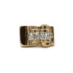 Bague Tank Or jaune, Platine & Diamants