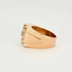 Bague Tank or jaune platine et diamants