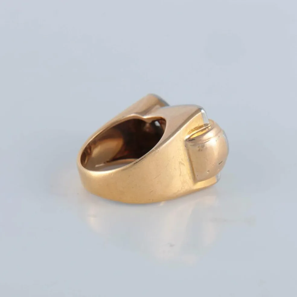 Bague tank or jaune platine diamants