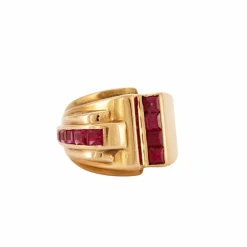 Bague Tank Or jaune Rubis