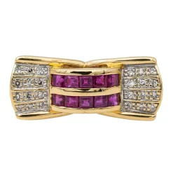 Bague Tank Or jaune Rubis, Diamant