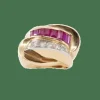 Bague Tank or jaune, rubis et diamants