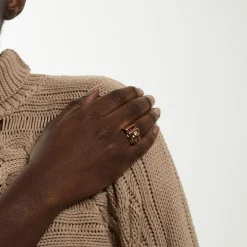 Bague Tank Or jaune Rubis