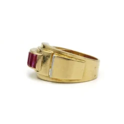 Bague TANK Or jaune Rubis Diamants