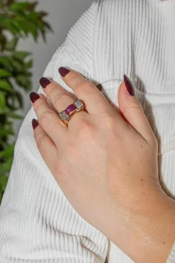 Bague Tank Or jaune Rubis, Diamant