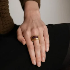 Bague Tank Or Jaune, Rubis