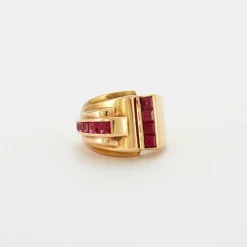 Bague Tank Or jaune Rubis