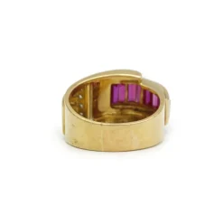 Bague TANK Or jaune Rubis Diamants