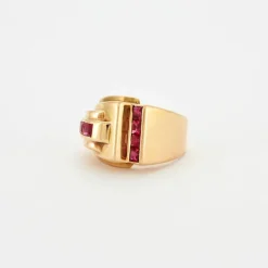 Bague Tank Or jaune Rubis