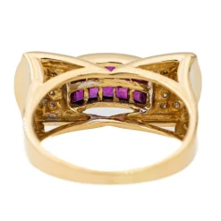 Bague Tank Or jaune Rubis, Diamant