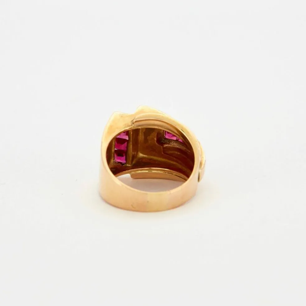 Bague Tank Or jaune Rubis