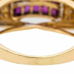Bague Tank Or jaune Rubis, Diamant