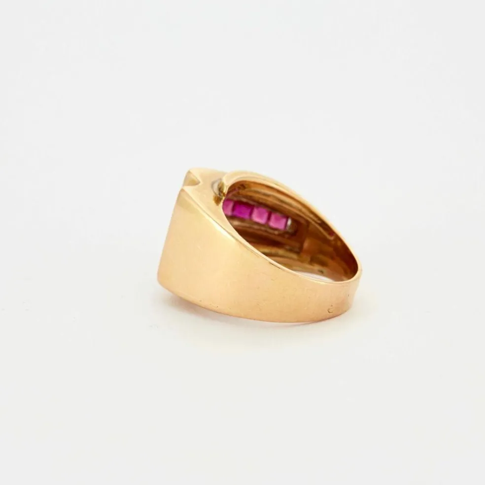 Bague Tank Or jaune Rubis