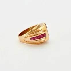 Bague Tank Or jaune Rubis