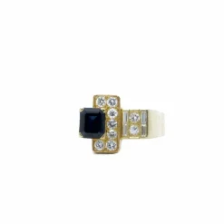Bague tank Or jaune Saphir Diamants